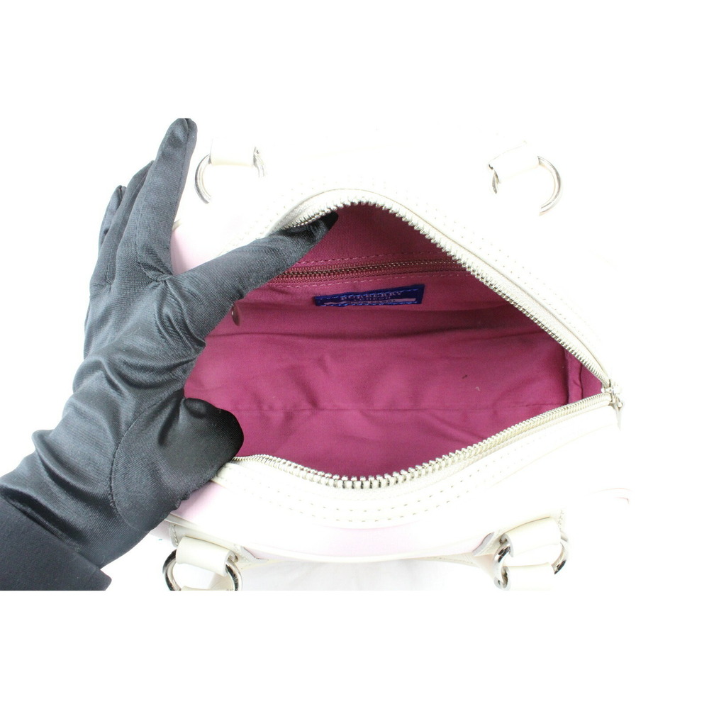 BURBERRY Boston Bag BLUE LABEL Handbag Pink White Leather - Picture 5 of 6